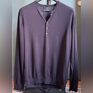 P JOHNSON X BARNEYS NEW YORK HENLEY KNIT SWEATER PULLOVER XL DARK BLUE JUMPER